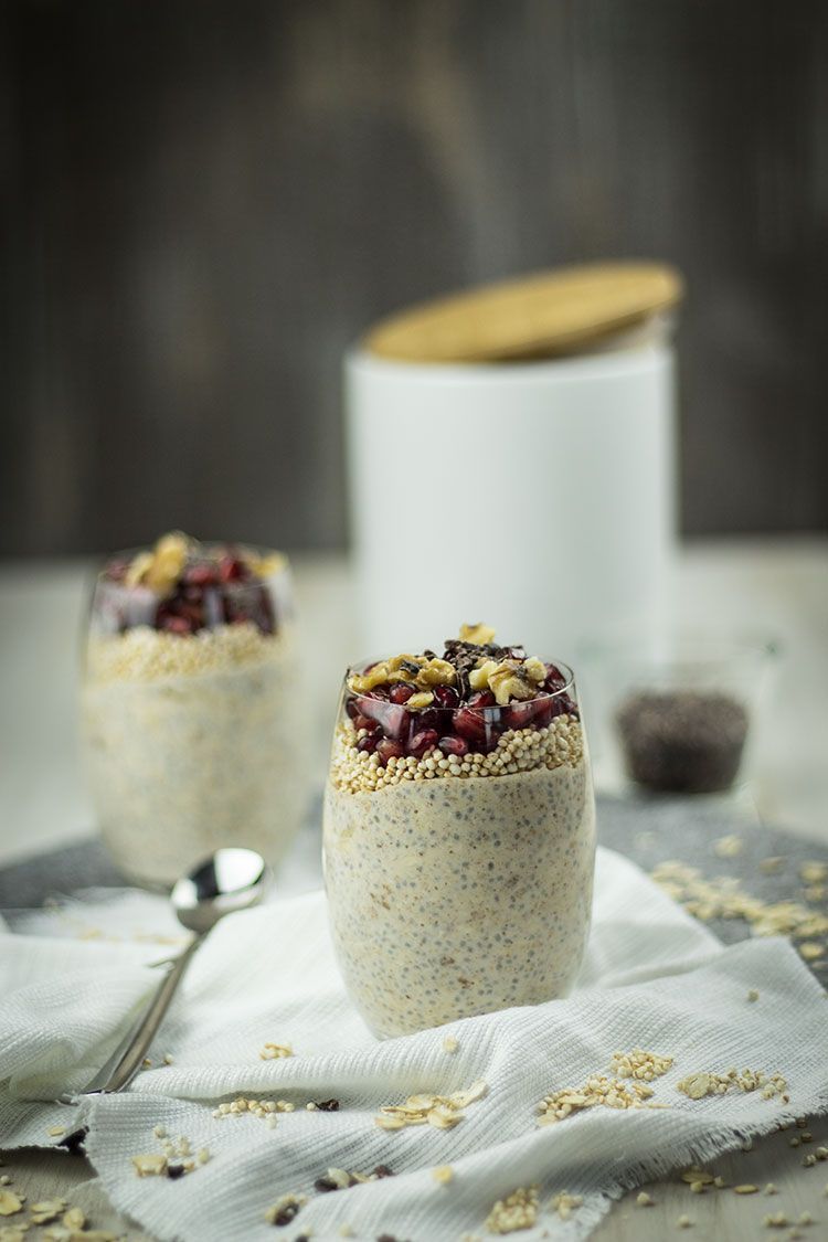 Rezept für Overnight Oats mit Granatapfel und Amaranth-Pops
