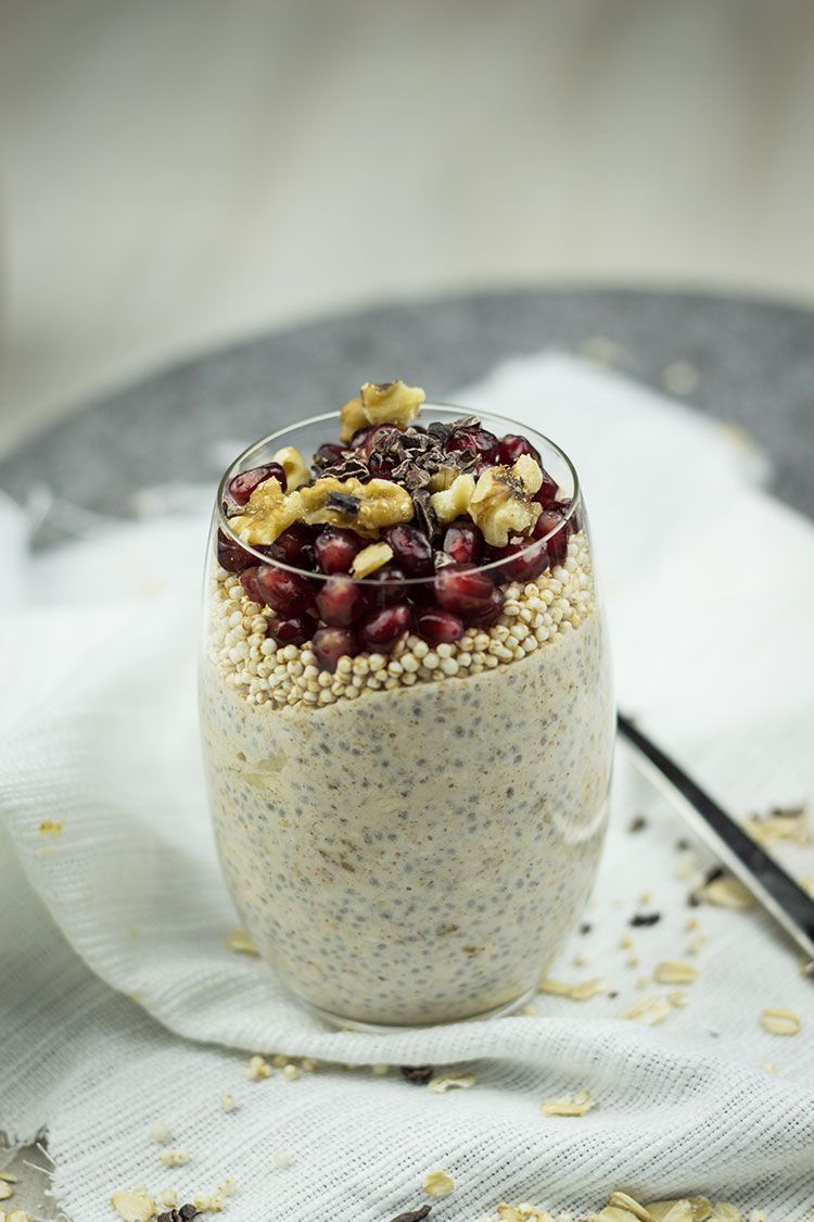 Rezept für Overnight Oats mit Granatapfel und Amaranth-Pops